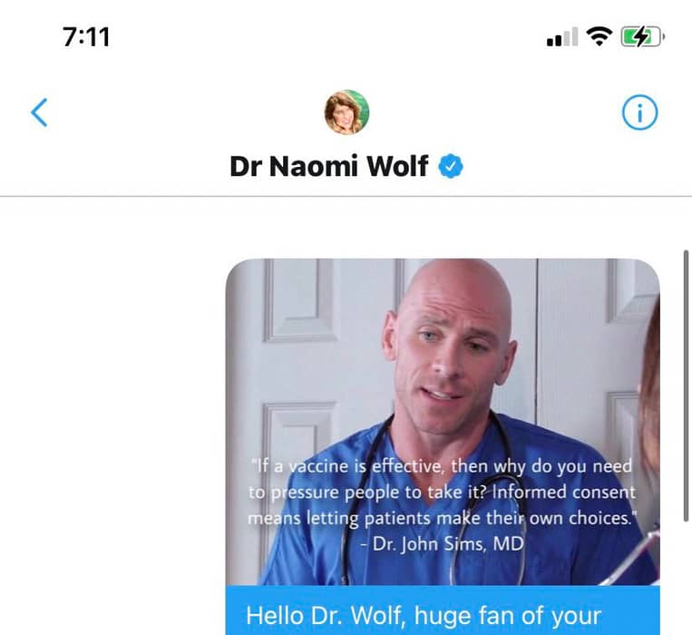 Naomi Wolf Tricked Into Sharing Fake Anti-Vax Quote With Photo Of Adult  Star Johnny Sins
