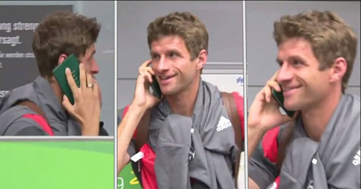 WATCH: Thomas Muller Dodges The Press By Having A Phone Call...On His  Passport - LADbible