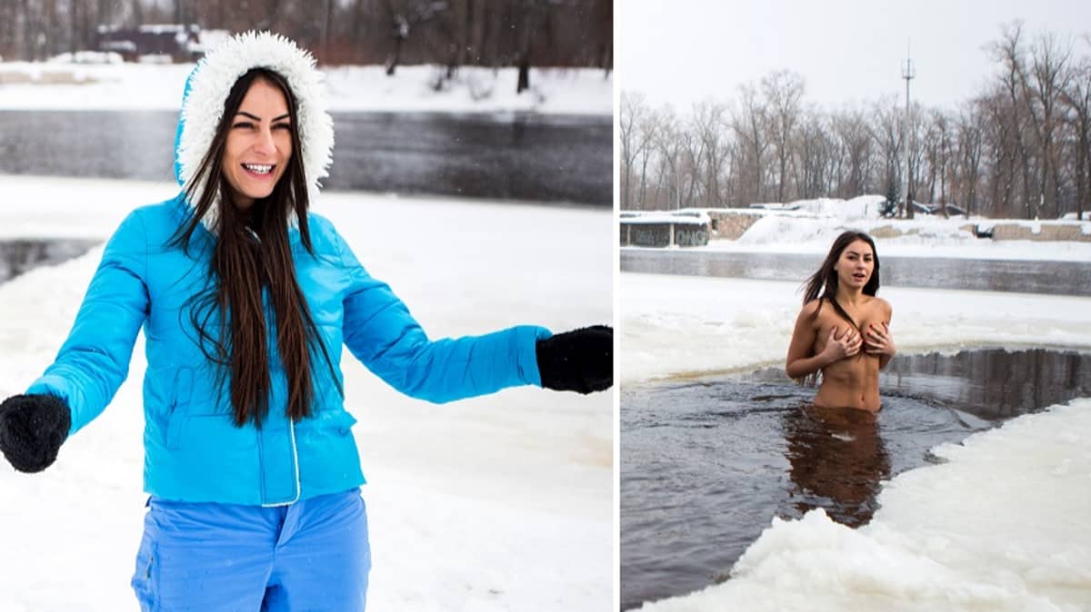 Woman Claims Swimming Naked In Freezing Conditions Keeps Her Young.