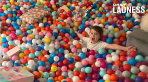 Dad Fills Lounge With 26,000 Plastic Balls To Hide Daughter's Birthday Presents