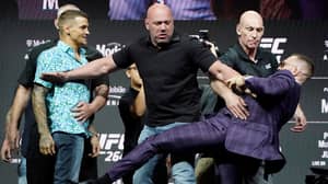 Conor McGregor Tries To Kick Dustin Poirier During Heated Face-Off