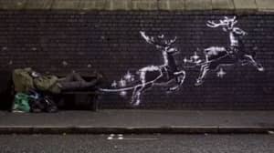 Banksy Unveils New Mural Highlighting Homelessness In The UK