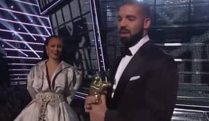 Watch This Hysterical Clip Of Drake Awkwardly Hugging Rihanna At The VMAs
