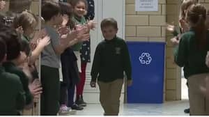 Boy Gets Standing Ovation From Classmates After Beating Cancer 