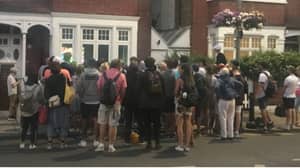 Fans Gather Outside House With Big Telly To Watch England Match
