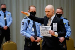 White Supremacy Mass Killer Anders Breivik Gives Nazi Salute At Parole Hearing