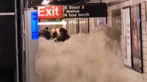 Shocking Footage Shows Water Cascading Through New York Subway Amid Hurricane Ida