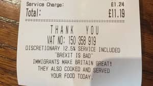 ​Restaurant Owner Receiving Threats After Brexit Receipt Message
