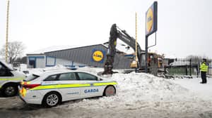 Looters Take Advantage Of Snow By Raiding A Lidl With A JCB