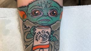 Bloke Gets Tattoo Of Baby Yoda Drinking White Claw On His Arm