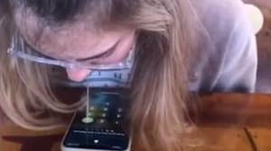 Girl Unlocks Phone Using Just Her Spit In Restaurant, Leaving Boyfriend Mortified