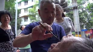Barber In China Has Been Shaving People's Eyeballs For More Than Four Decades