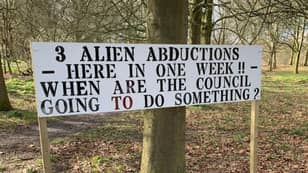 Bizarre Sign Claiming Three People Have Been Abducted By Aliens Pops Up In UK Town