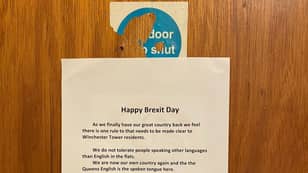 Racist ‘Happy Brexit Day’ Note Tells People To Only Speak English In Block Of Flats