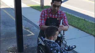 Barber Cuts Man's Hair Outside Because The Shop Wasn't Wheelchair Accessible