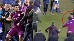 Sergio Aguero Hit Wigan Fan After Spitting Incident During Pitch Invasion