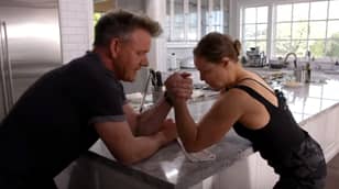 Gordon Ramsay And Ronda Rousey Arm Wrestle On Kitchen Counter