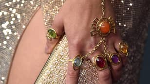 ​Scarlett Johansson And Brie Larson Wear Infinity Stones At Avengers Premiere