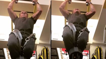 Sylvester Stallone, 71, Does Pull Ups With 100lb Weight