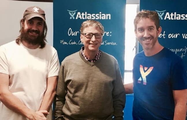 The pals with Microsoft founder, Bill Gates. Credit: Atlassian
