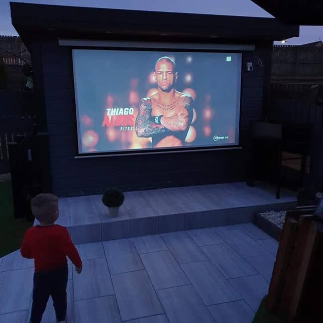 Stephen has put a projector so he'll never miss the game again. Credit: LADbible