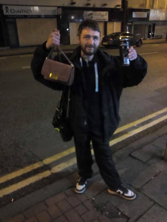 Paul with the handbag