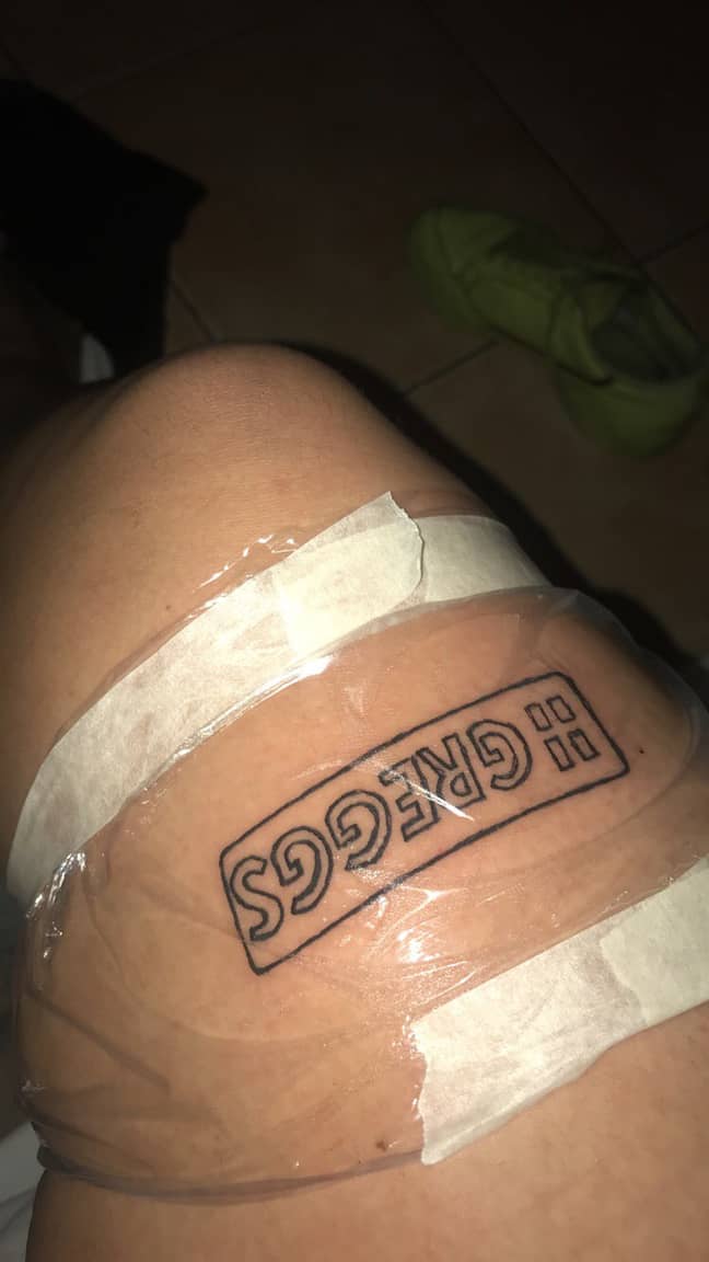 The 19-year-old shared the picture of her Greggs tattoo on Twitter. Credit: Triangle News