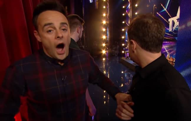 Ant could barely watch the death-defying act. Credit: ITV