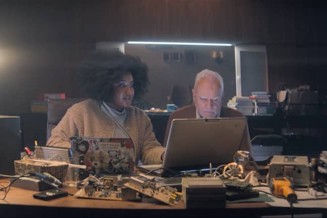 Susan Wokoma as Helen (left) with Malcolm McDowell. Credit: Amazon Prime