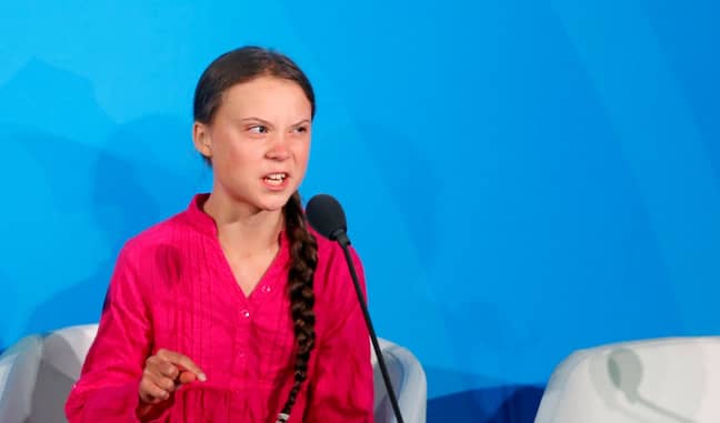 Thunberg at the UN Climate Action Summit this week. Credit: PA