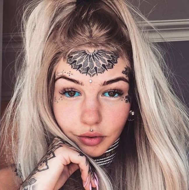 Amber Luke with only a few of her trademark tattoos. Credit: Instagram/Amber Luke