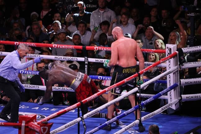 Tyson Fury knocked Deontay Wilder down for the last time in the 11th round. Credit: Alamy