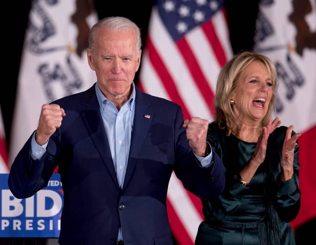 'And in the blue corner...'Jumping' Joe Biden!' Credit: PA