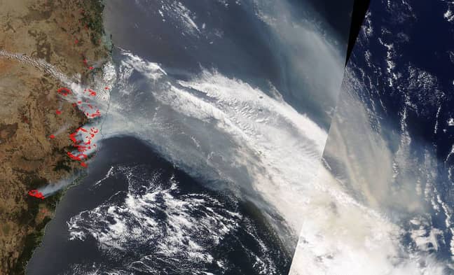 NASA satellite imagery showing smoke from bushfires, as of 13 November. Credit: NASA