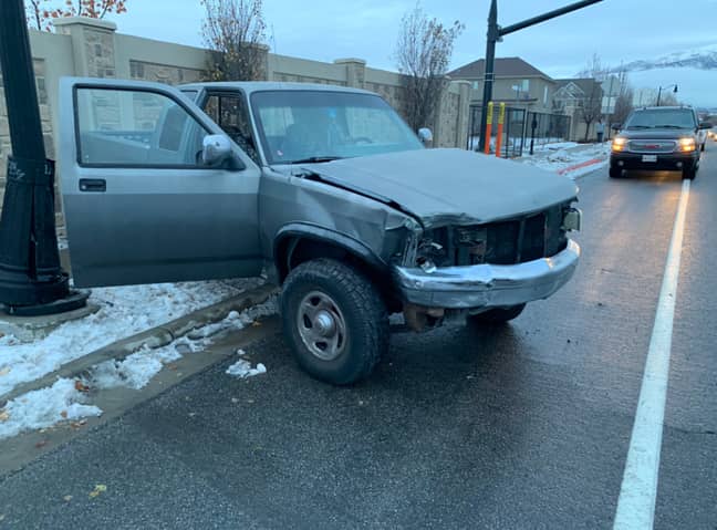 A teen has crashed her car in the US after attempting the 'Bird Box Challenge' while driving. Credit: Layton Police Department