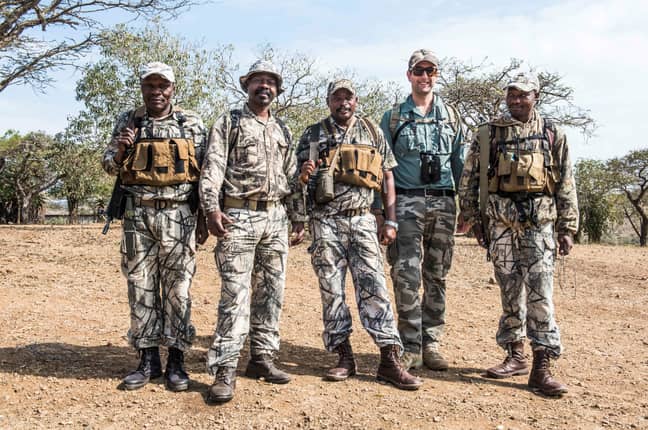Andrew Campbell (second from right) with a group of field rangers. Credit: Peter Chadwick