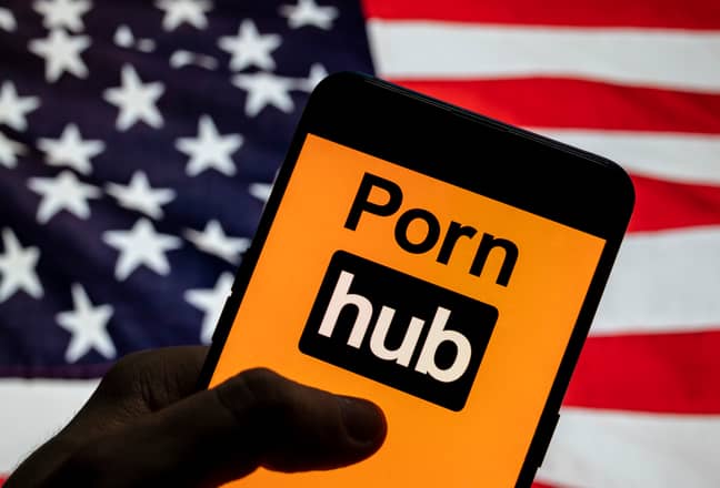 Pornhub, with an American flag for whatever reason. Credit: PA