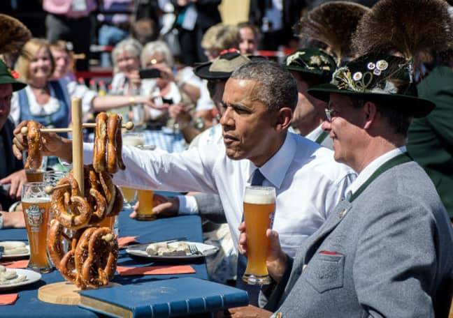 Even Barack can't help himself after a couple of beers. Credit: PA