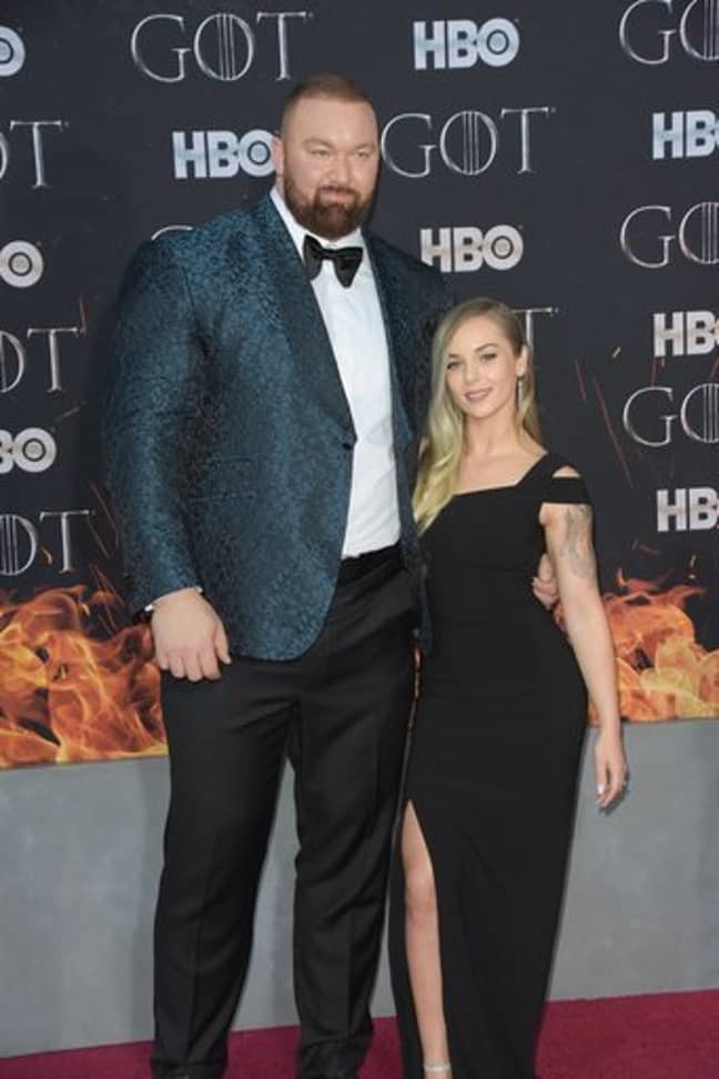 Hafþór Júlíus Björnsson and Kelsey Henson at the premiere of Game of Thrones. Credit: PA