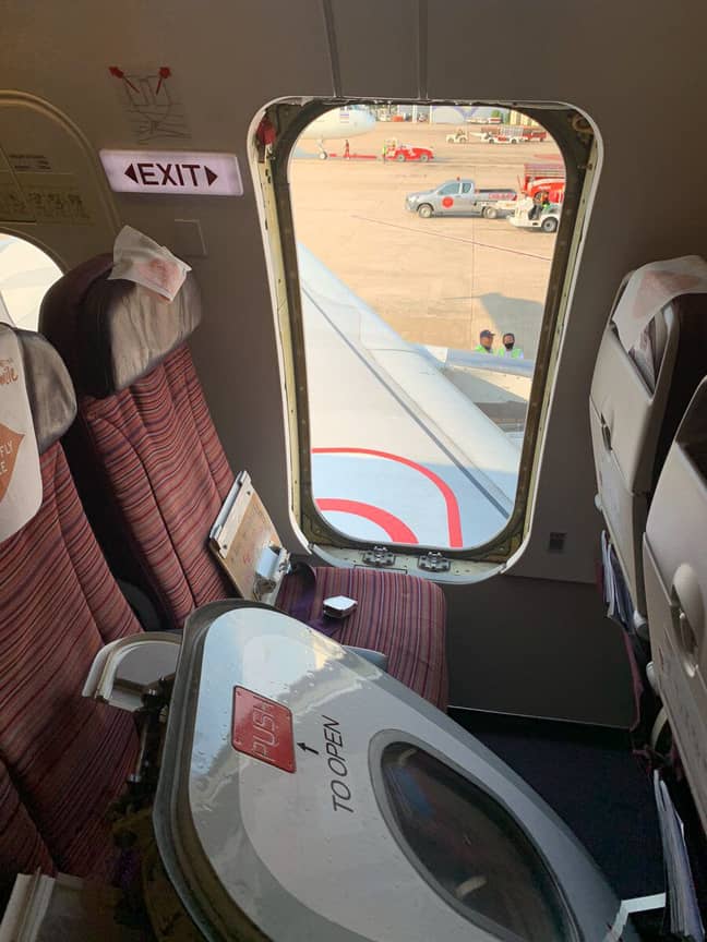 The passenger ripped the door off just before departure. Credit: ViralPress