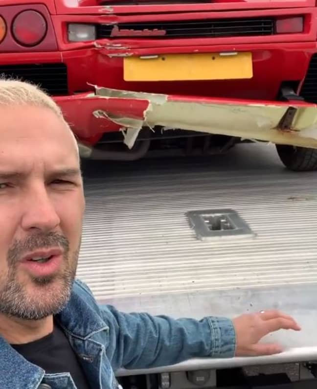 Paddy showed off the damage  to the Lamborghini Diablo following the crash. Credit: Instagram
