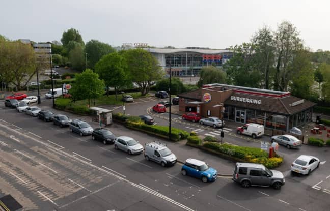 Cars queue around the block for a Burger King. Credit: Solent