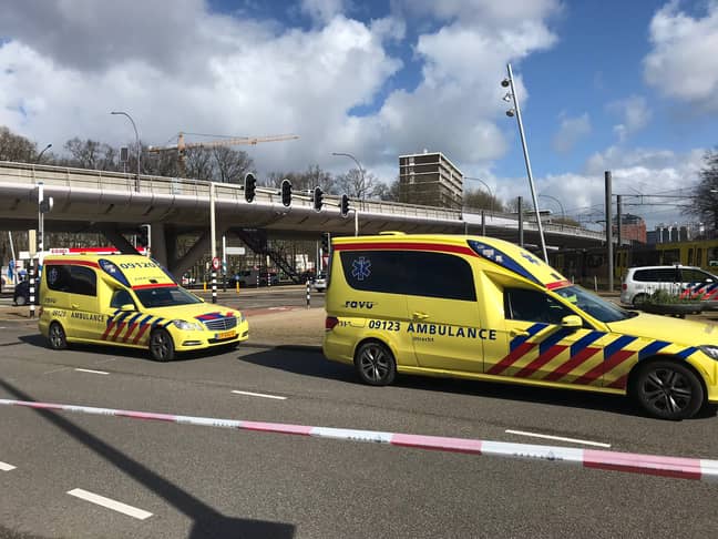 The gunman is said to have opened fire on a tram, leaving several people injured. Credit: Twitter/Martijn van der Zande