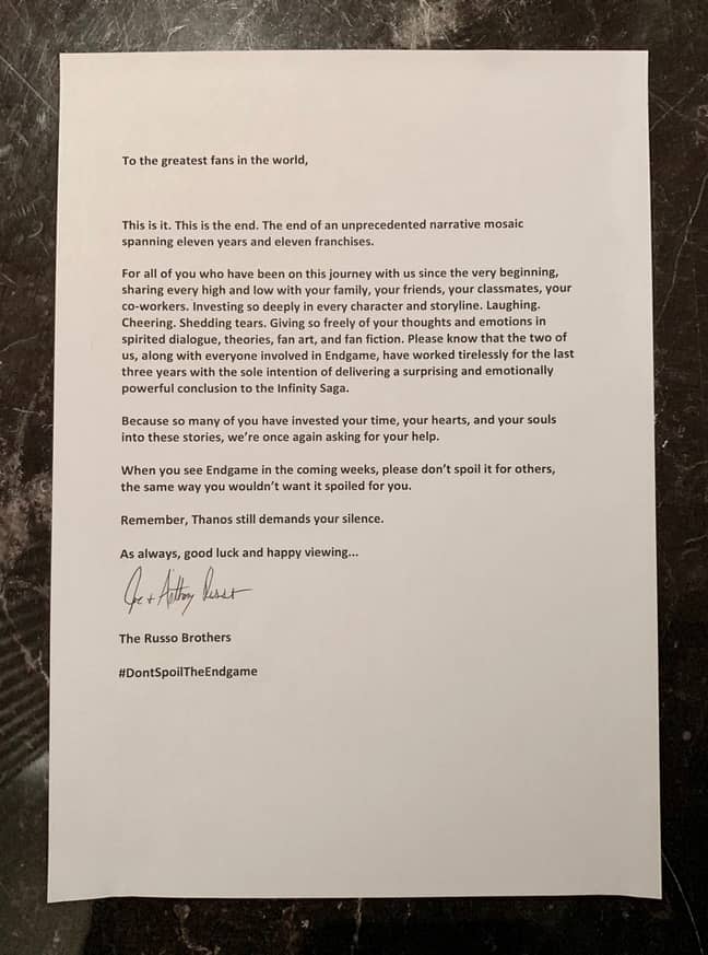 The letter in full. Credit: Twitter