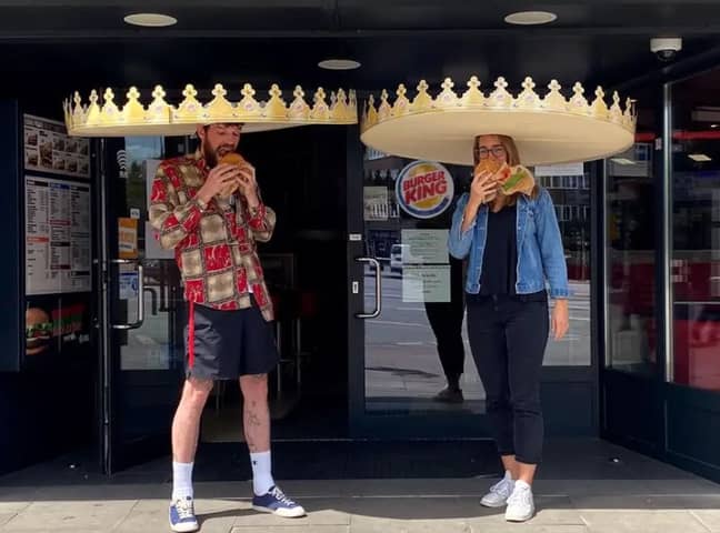 Burger King has introduced the 'social distancing crown' to help customers stay apart. Credit: Burger King