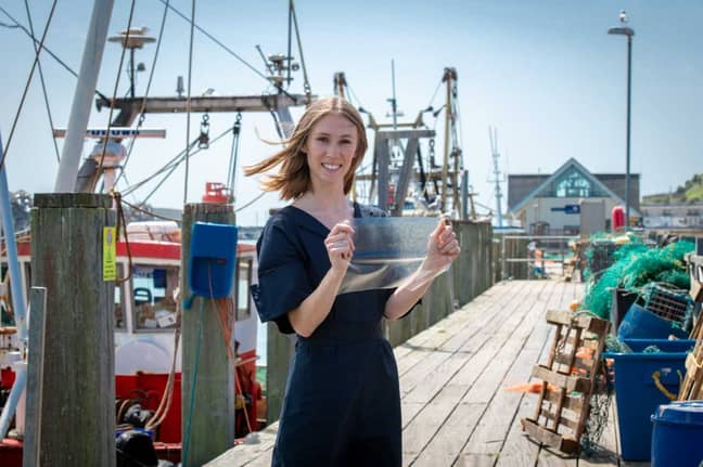 Lucy Hughes has invented a new bioplastic called Marinatex, made using fish skin and red algae. Credit: University of Sussex