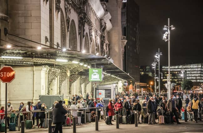 People queuing outside the Gare de Lyon in Paris last night. Credit: PA