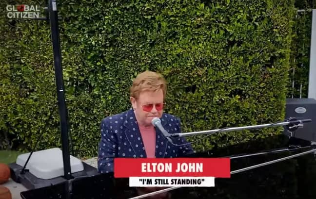 Sir Elton thanked everyone working on the front line. Credit: YouTube/Global Citizen 