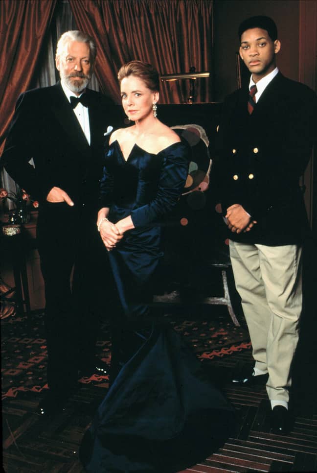 Donald Sutherland, Stockard Channing and Will Smith in Six Degrees of Separation. Credit: AF archive/Alamy Stock Photo