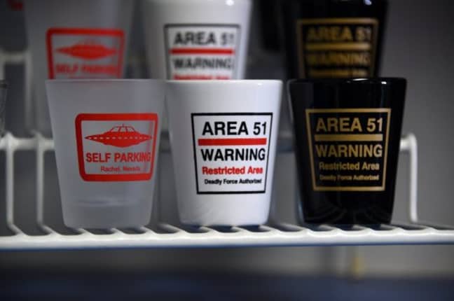 Just a few of the Area 51 themed mugs available Credit: Getty Images